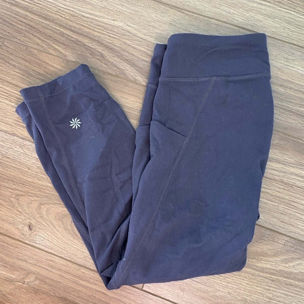 Athleta Girl Gray Capri Leggings Size Large 12 18in Inseam Activewear Athleisure